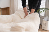 010-Soft Teddy Fabric Tufted Foam Bean Bag Chair With Teddy Fabric Coffee W52753861