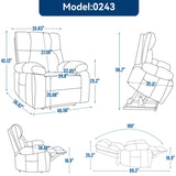Blue Heat Massage Dual Motor Infinite Position Up to 350 LBS Large Electric Power Lift Recliners W1803P264051