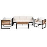 ZNTS Large Size 4-pieces Outdoor Furniture sofa for 5 Person Conversation Set, Garden Sofa Set With 71372370