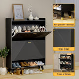 ZNTS 45.24" Two Flip-top Drawers Black Shoe Cabinet W1236P180811