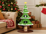 59in Large Tall Christmas Tree Cat Tower 2 Cat Condos & Scratching Post, Soft Fleece Cat Tree 35277382