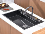 Waterfall Kitchen Sink, Stainless Steel Single Bowl in Black, Multifunctional Workstation with 22674841