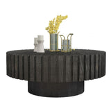 Modern minimalist circular black coffee table, 31.4-inch natural wood color and texture, space W1727P251153