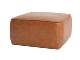 Upholstered Square PU Leather Ottoman,Tan N757P414086T