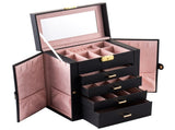Synthetic Leather Huge Jewelry Box Mirrored Watch Organizer Necklace Ring Earring Storage Lockable 27866558