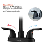 ZNTS 4 Inch 2 Handle Centerset Bathroom Faucet,with Pop up Drain and 2 Water Supply Lines,Matte Black W124372192