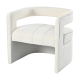 Modern Velvet Accent Chair with Ribbed Detail, Luxury Curved Fully Upholstered Accent Chair, Ivory N765P186032W