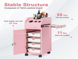 Hair Salon Storage Cart with Wheels & 3 Hair Dryer Holders & 4 Drawers & Lock & 2 Keys, Hairdressing 44313324