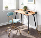 Demi Contemporary Office Chair in Gold Metal and Light Blue Velvet by LumiSource B202P223898