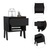 Joy Nightstand , End Table, Side Table Four Legs, One Open Shelf, One Drawer -Black B07091917