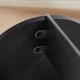 Round Coffee Table Black Oak Wood Surface and Black Metel Feet W820P272124