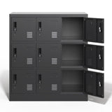 ZNTS 9-Door Employee Storage Locker, Metal Lockers for Office, Gym, School, and Homewith Card Slot 00575500