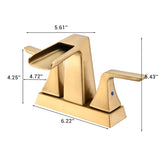 Two Handle 4 Inch Centerset Waterfall Bathroom Sink Faucet, Brushed Golden W122466880