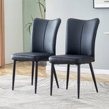Modern Black PU Chair Set - Two Pieces, The backrest has a vertical and smooth line design.Black W1151P268764