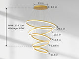 Modern 5 Rings Chandelier with Remote Control, Dimmable LED Chandelier with 3 Color Temperature, W5008P541398