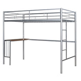 ZNTS Twin Metal Loft Bed with Desk, Ladder and Guardrails, Loft Bed for Bedroom, Silver MF286452AAN