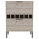 Lyrata Bar Cabinet, Six Built-in Wine Rack, Double Door -Light Gray B07091938