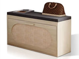 Rattan Shoe Rack, Hallway Shoe Bench, Shoe Cabinet with Flip-Drawer and Seat Cushion 76741085