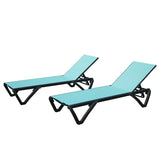 Outdoor Lounge Chair, 2 Pieces Aluminum Plastic Patio Chaise Lounge with 5 Position Adjustable W1859P225539