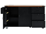 54.5" Farmhouse Kitchen Island with Power Outlet, Kitchen Storage Island with Internal Storage Rack, 86328888