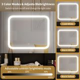 Large Vanity Table Set with 3 Opening Mirrors and LED Lights, Vanity Table with Full Storage Behind 28836264