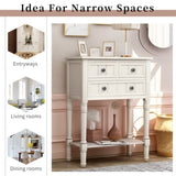 Narrow Console Table, Slim Sofa Table with Three Storage Drawers and Bottom Shelf 49804782