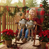 2PCS Set Christmas Gnome Decorations 10.2"x8.7"x24.5" Fabric Sitting Brown Gnomes with Maple Leaves 34798726