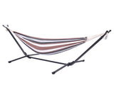 Professional Black & Silver Flowers Hammock Stand with Polyester Coffee Stripe Hammock 81424491