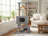 64" Light Gray Cat Tower with Plush Perches & 3 Dangling Balls, Jute Scratching Posts & Anti-Tipping 52858921