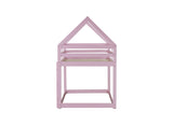 Twin over Twin Rubber Wood Floor Bunk Bed, with ladder,Guardrails,House-Shaped-Bunk Bed,Pink W504P206867