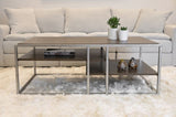 ZNTS Padena Metal Frame Wood Living Room Coffee Table with Shelf T2574P164650