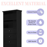 ZNTS Black Tall Storage Cabinet with 3 Drawers and Adjustable Shelves for Bathroom, Study, Office and WF323347AAB