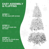 Artificial 7ft White Christmas Tree with 1064PVC Mixed Branch Tips,Green,Hinged Premium & Foldable 93288841