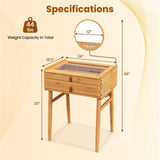 Bamboo vanity with mirror and 2 storage drawers 99206002
