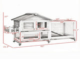 Gray 65" Spacious Wooden Rabbit Hutch Pet Playpen with Openable Roof Easy Access & Storage Box 44753661
