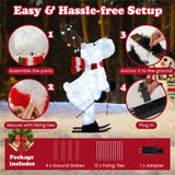 44" Animated Skiing Christmas Reindeer - 98 Cold White LEDs 12 Color String Lights, Red Scarf 51142454