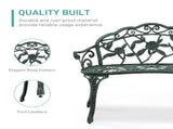 Outdoor Cast Aluminum Patio Bench, Porch Bench Chair with Curved Legs Rose Pattern, Antique 50068980