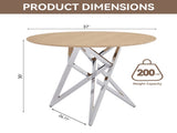 37Inch Round Dining Table, Small Round Kitchen Table With Silver Metal Legs, Suitable For 2 To 4 W3357P395501