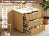24 inch Modern Luxury Bathroom Vanity with Ceramic Sink, Bathroom Cabinet with Open Shelf and Closed N710P411251P