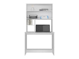 Motley Computer Hutch Desk, Lower Shelf, Four Shelves, White B097P474289