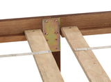 Queen Pine wooden Bed with Upholstered Headboard Panel Footboard, with Two Bed Rail Support Feet W504P268435