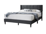 ZNTS Elegant Modern Charcoal Brushed Linen 1pc Queen Size Bed Upholstered Box Design Headboard Bedframe B011P238937