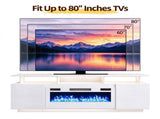 White Fireplace TV Stand, 177.8*35*60.5cm, Embossed Particle Board with Melamine Foil, High Gloss 69238826