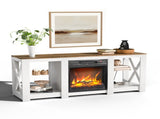 58 inch washed white cabinetbrown countertop double-sided cross fireplace cabinet 147.3 * 40 * 60 90961520
