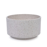 Handmade Ceramic Planter Set of 2, 11" & 8" Diameter, White with Vertical Ridges, for Aquatic Plants W3273P322550