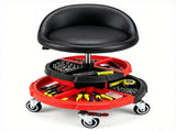 Height Adjustable Rolling Mechanic Stool with Backrest & 2 Removable Tool Trays, 360&deg Swivel 51592296