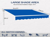 133.9"D x 118.1"W x 59"H retractable awning blue 38559812