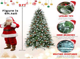 5FT Christmas Tree with 1131 Tips, Red Berries & Pine Cones Snow-Dusted PEPVC Branches, Hinged 84431648