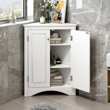 ZNTS White Triangle Bathroom Storage Cabinet with Adjustable Shelves, Freestanding Floor Cabinet for Home WF291467AAK