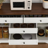 54" Farmhouse Buffet Sideboard with Storage Cabinet & Adjustable Shelf Wood Top Dining Table with W2700P300563